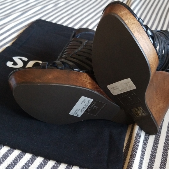 NWT Schutz Lalo Woven Leather Wedge Sandals - Picture 6 of 8